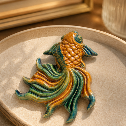 "Flowing Fortune" Koi Liuli Ceramic Magnet