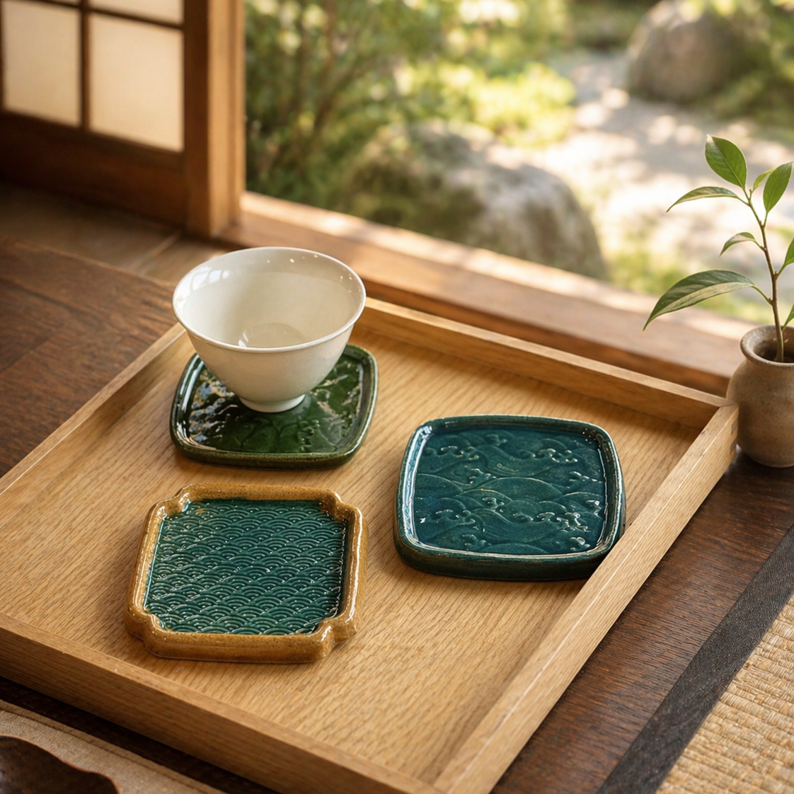 Wave Pattern Liuli Ceramics Decorative Coaster